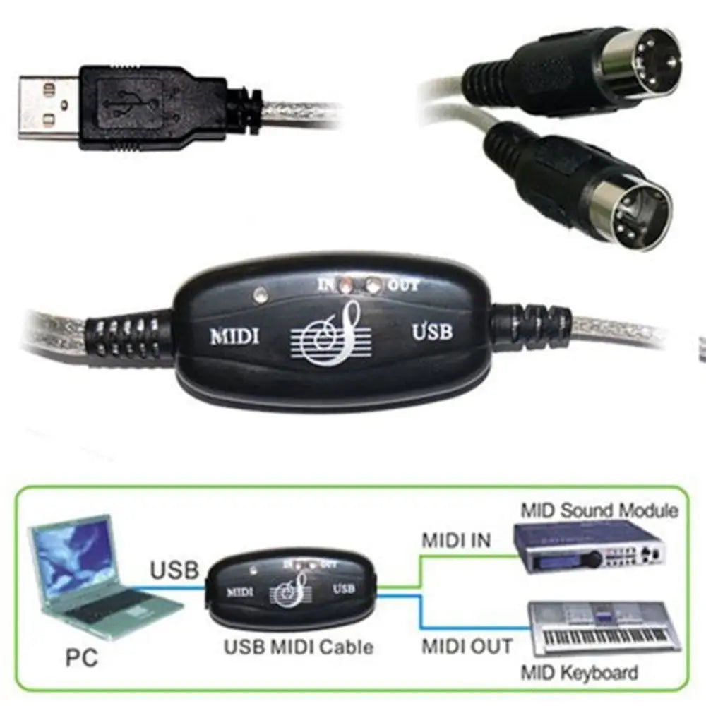 for Electric Piano for Keyboard PC USB In Out Audio Music Line Drum Adapter MIDI Cable USB IN-OUT Converter MIDI to USB Cable