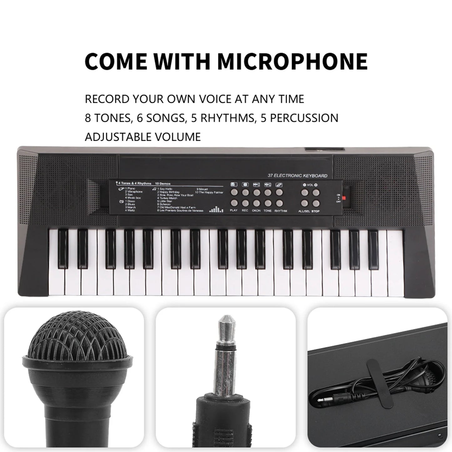Electric Keyboard 37 Key Piano Children's Musical Instrument  Microphone Recording Function Electric Piano Electric Keyboard