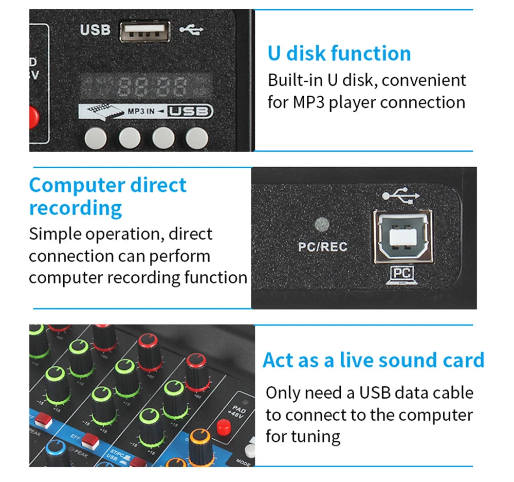 HD A4 A5 Sound Card Mixing Console Mixer Professional Audio 4 5 Channel Sound Mixer For Live Streaming DJ Audio Equipment