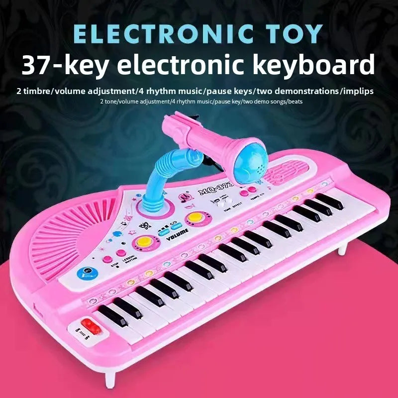 Kids Musical Piano 37 Key Electronic Keyboard Piano for Kids with Microphone Musical Instrument Educational Toys for Boys Gilrs