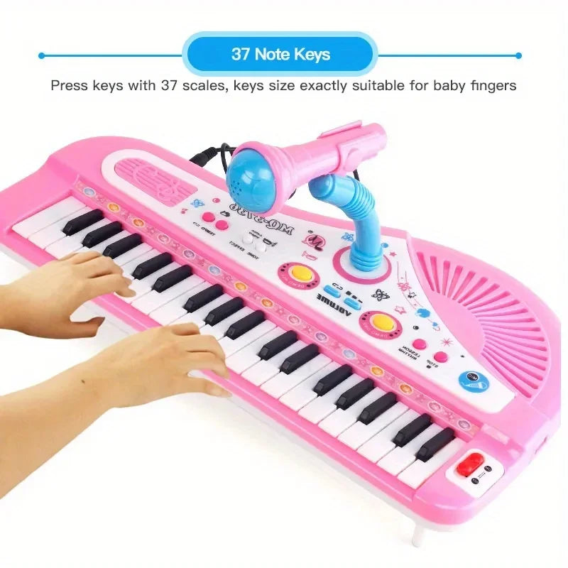 Kids Musical Piano 37 Key Electronic Keyboard Piano for Kids with Microphone Musical Instrument Educational Toys for Boys Gilrs