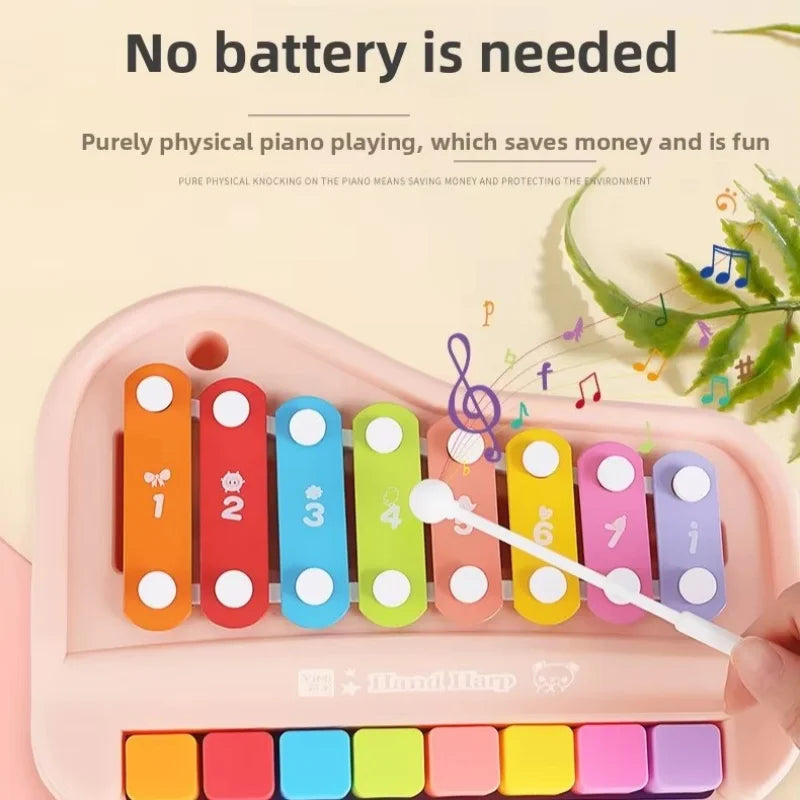 8-Note Xylophone Piano 2-in-1 Early Educational Musical Toy with Mallets for Baby Toddlers Montessori Learning Instrument Girls