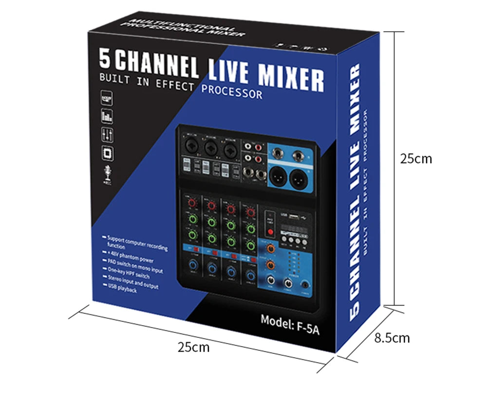 HD A4 A5 Sound Card Mixing Console Mixer Professional Audio 4 5 Channel Sound Mixer For Live Streaming DJ Audio Equipment
