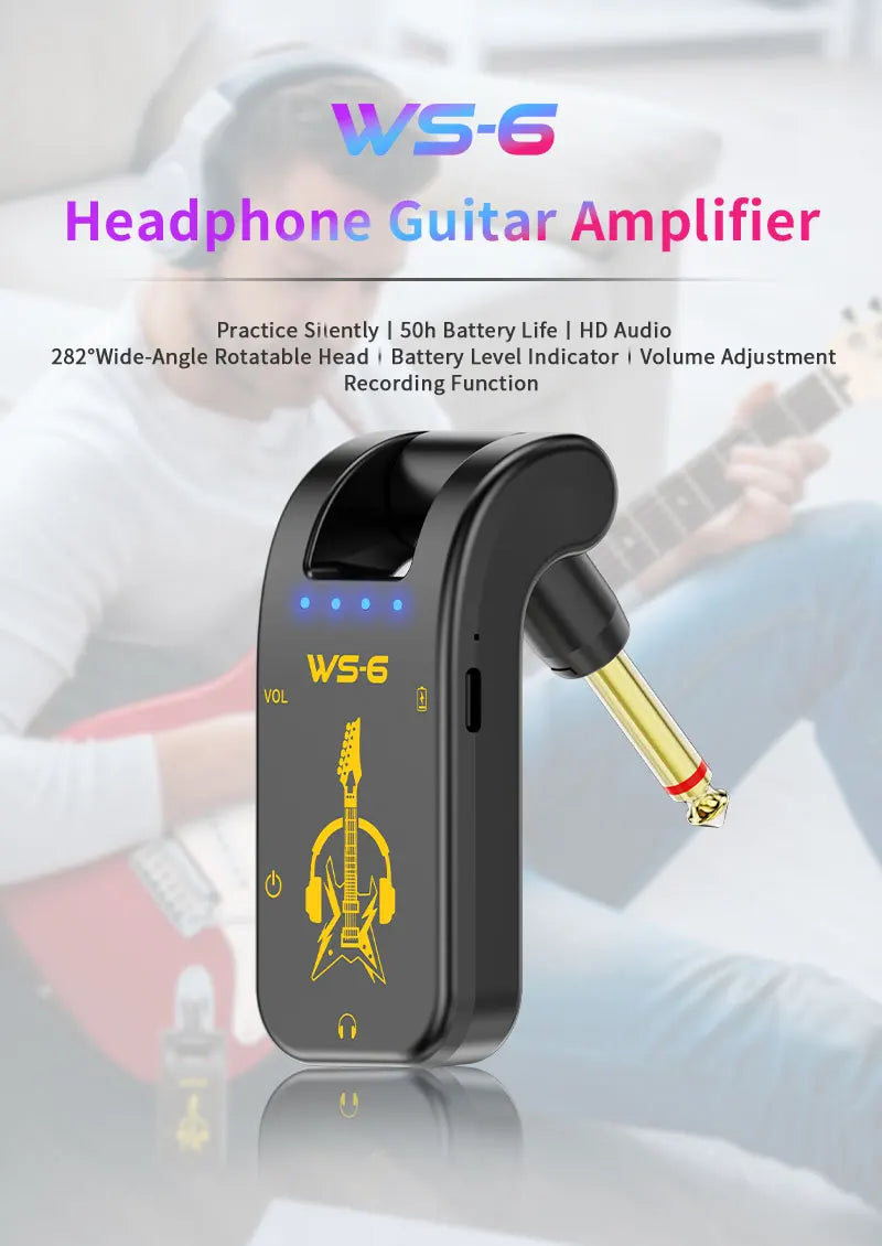 Guitar Mini Amplifier, Portable, Rotatable Audio Head, Rechargeable Battery for Guitar Practice