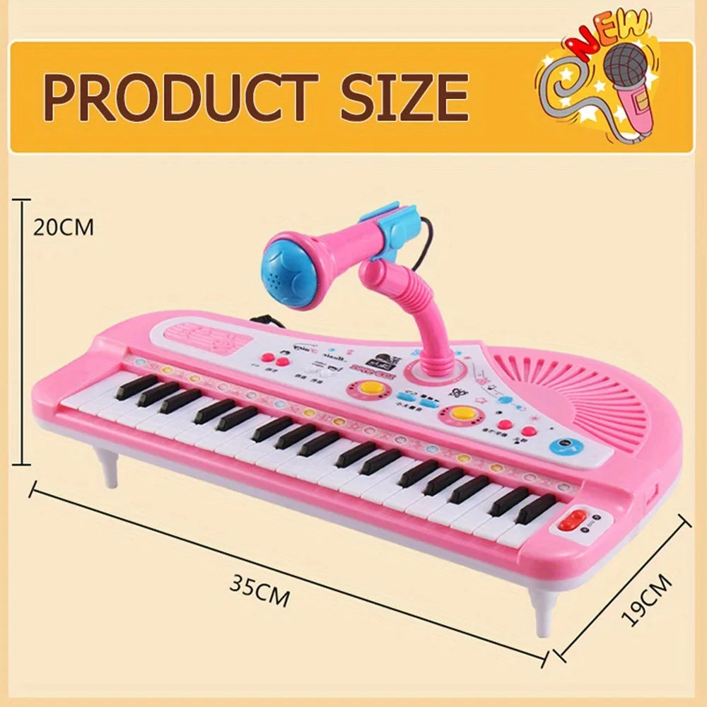 Kids Musical Piano 37 Key Electronic Keyboard Piano for Kids with Microphone Musical Instrument Educational Toys for Boys Gilrs