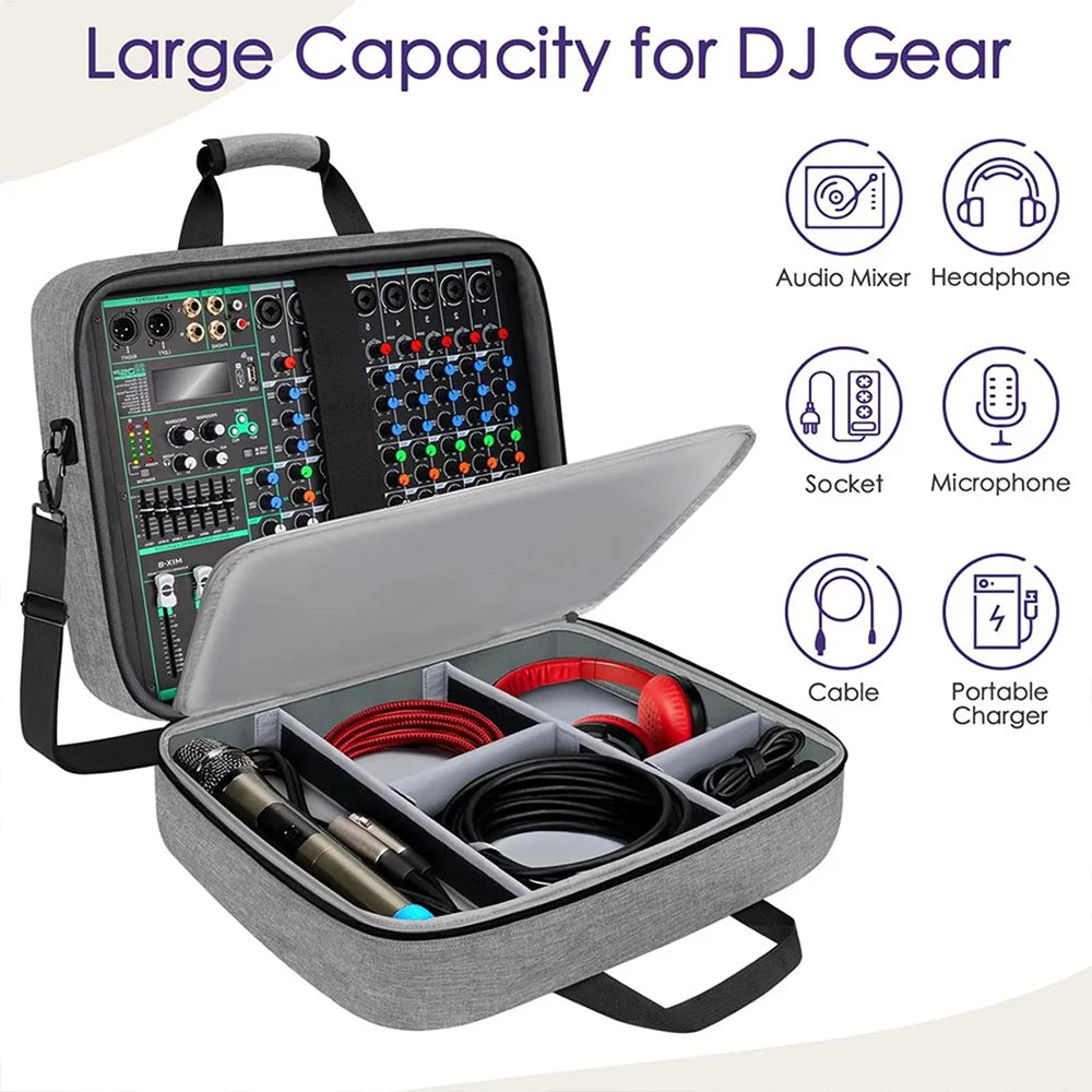 Audio Mixer Bag Large Recording Equipment Bag with Adjustable Storage Sound DJ Mixer Protective Bag Compact Audio DJ Mixer Case
