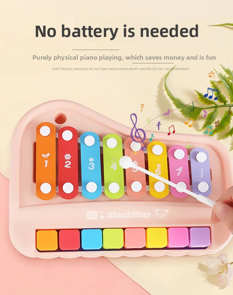 8-Note Xylophone Piano 2-in-1 Early Educational Musical Toy with Mallets for Baby Toddlers Montessori Learning Instrument Girls