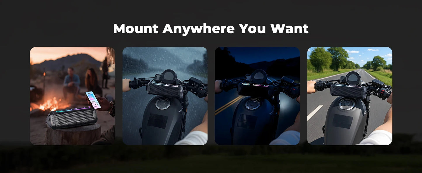 Motorcycle Audio Music Player Waterproof USB AUX LED Ambient Lighting for 7/8-1.25 Handlebar ATV UTV Accessories Equipments