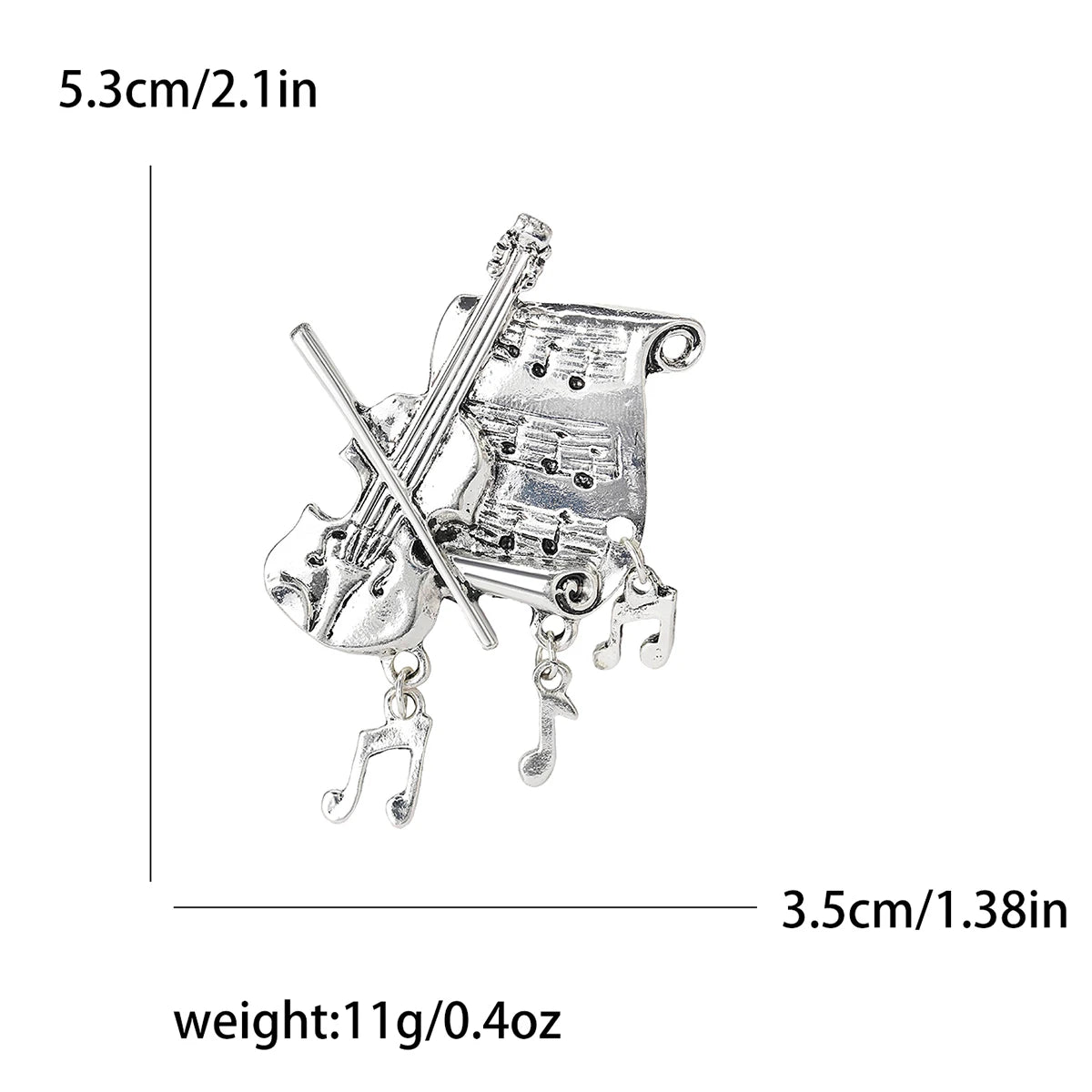 Enamel Violin Brooches for Women Unisex Rhinestone Music Equipment Pins Banquet Party Backpack Gifts Jewelry Accessories