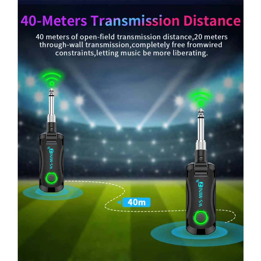2.4GHz Mini Wireless Guitar System Rechargeable Audio Wireless Guitar Transmitter Receiver for Guitar Bass Electric Instruments