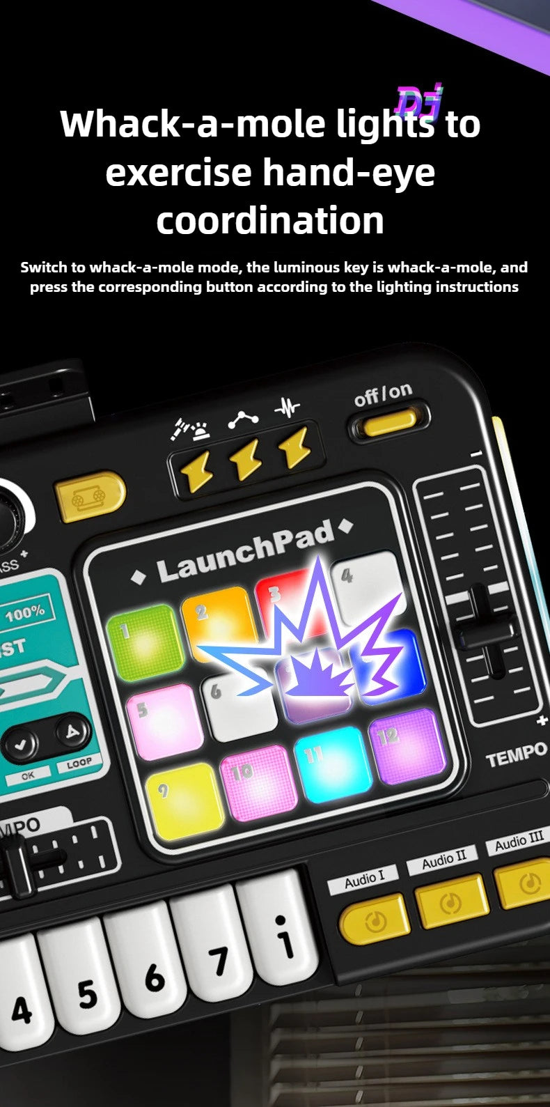 Kid Musical DJ Mixer with Microphone Electronic Keyboard Bluetooth DJ Turntable Console Junior Music Instrument Educational Toy
