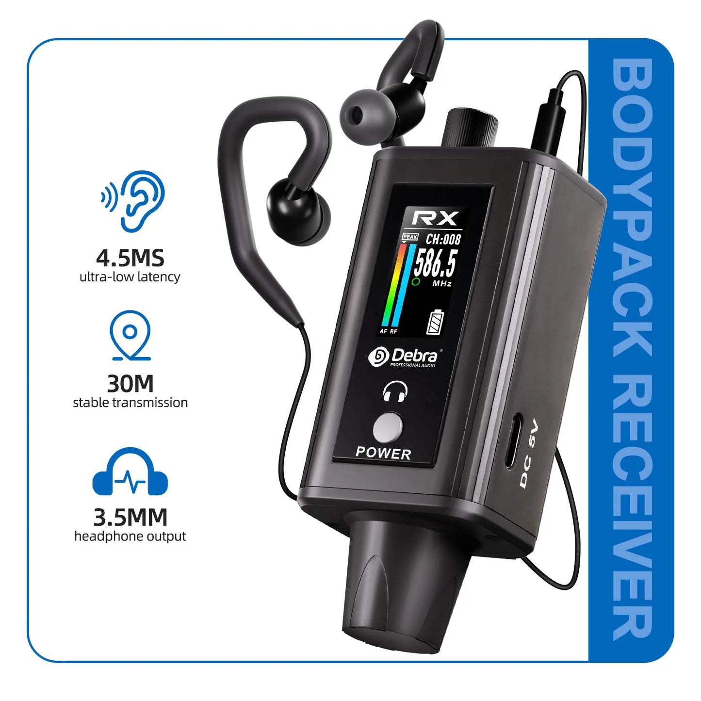 EMX-1 Wireless Monitoring System, Portable UHF Rechargeable Wireless System for Musical Instruments, Dynamic Wired Microphone