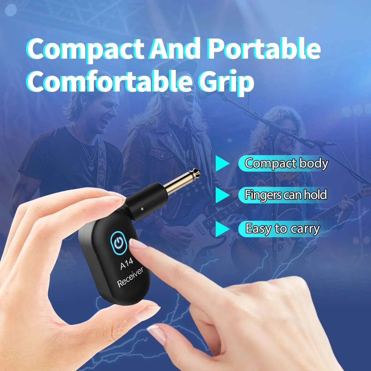 Guitar Wireless System Transmitter Receiver Built-in 2.4G Rechargeable Wireless Guitar Transmitter for Electric Guitar Amplifier