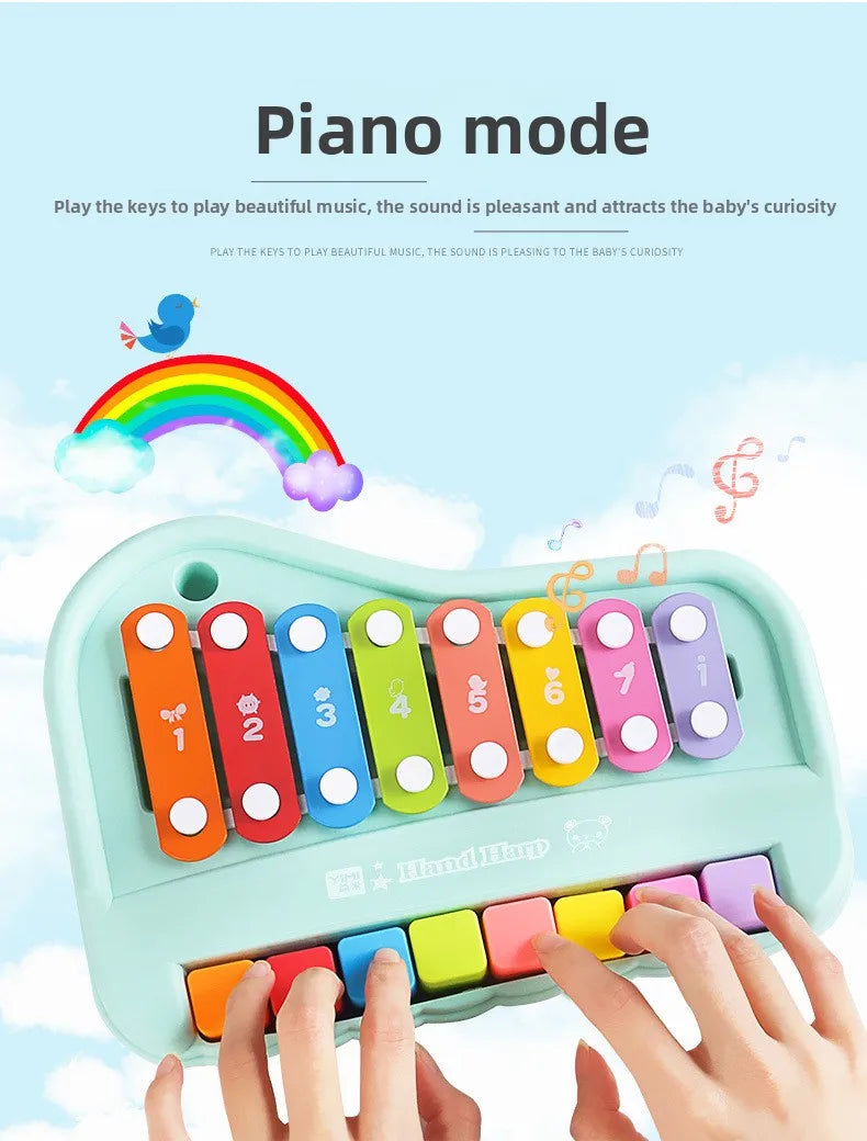 8-Note Xylophone Piano 2-in-1 Early Educational Musical Toy with Mallets for Baby Toddlers Montessori Learning Instrument Girls
