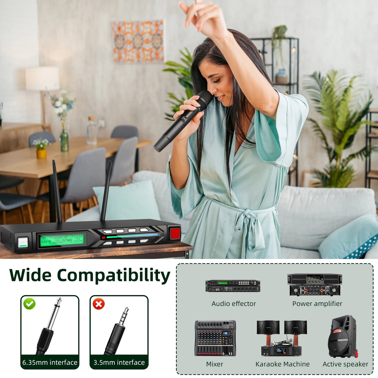 Professional wireless microphone set  UHF professional stage performance equipment to eliminate noise DEPUSHENG R7