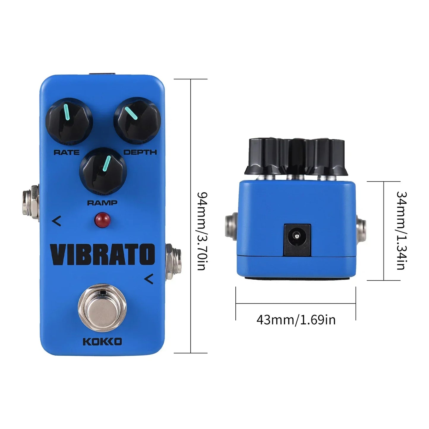 KOKKO FVB2 Vibrato/Tremolo Guitar Effect Pedal – True Bypass, Analog Modulation Stompbox for Electric Guitar Effect Pedal