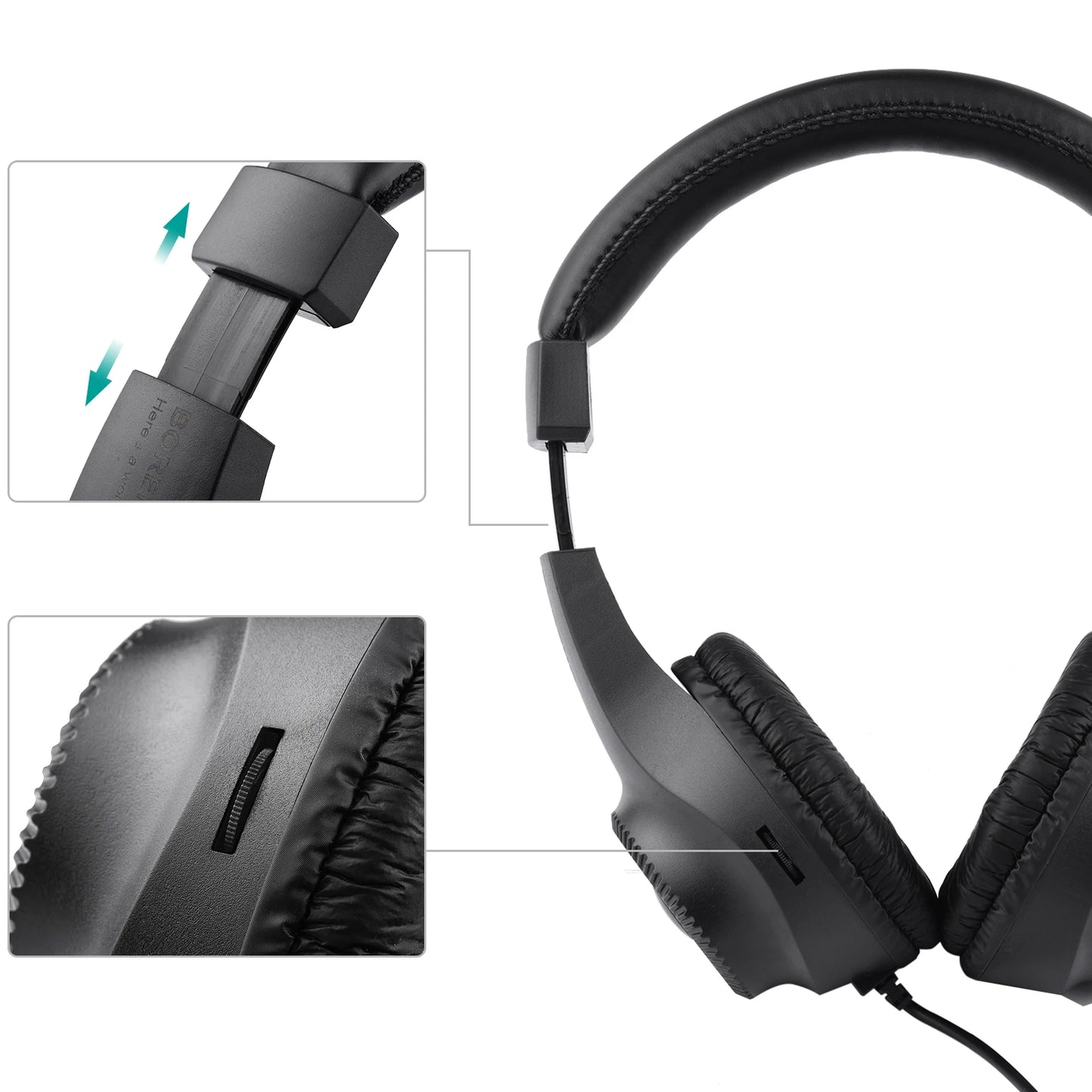 Wired Stereo Monitor Headphones Over-ear Headset with 50mm Driver 6.5mm Plug for Recording Monitoring Music (NOT for PC)