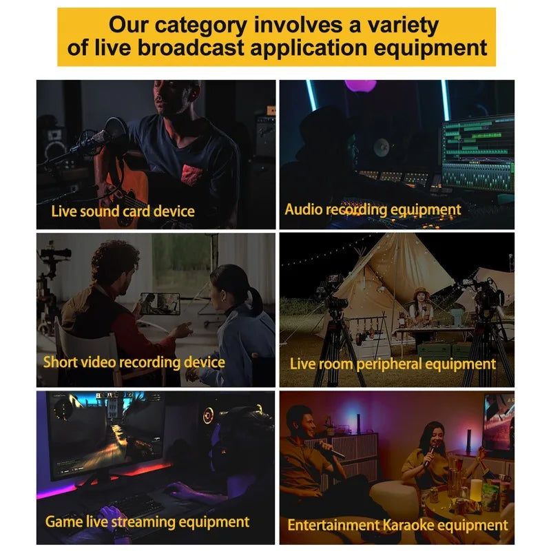 Handheld Microphone with Sound Card Effects All-in-One Noise-Canceling Mic Reverb Connecting Cell Phone for Equipment Live