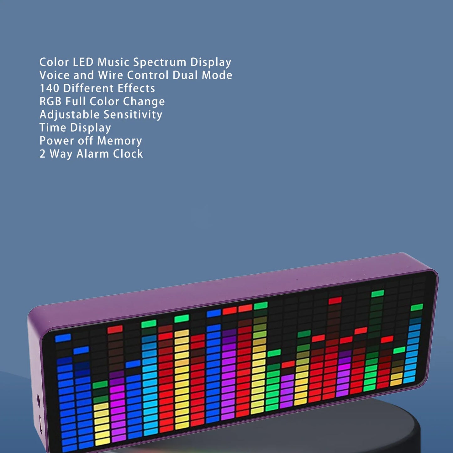 LED Music Spectrum Pickup Voice or Cable Control 5V USB 7 Color Modes 1624 Segments Music Rhythm Analyzer for Home Theater