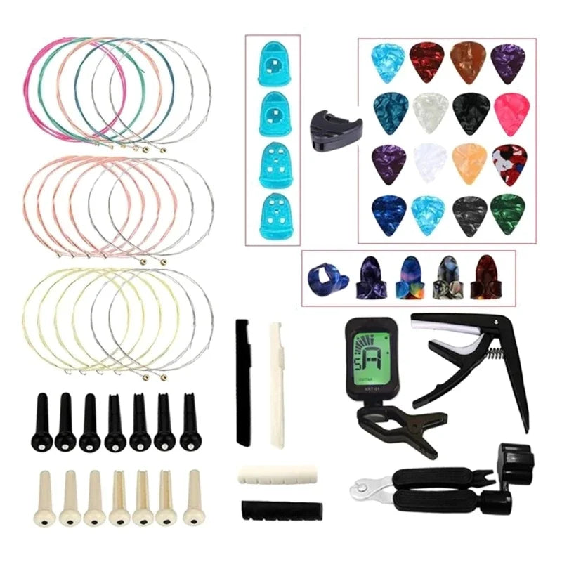 Guitar Accessories Full Kit Guitar Picks & Capo & Tuner & Guitar Strings & Strap Locks & Pick Holder & Fret Wire