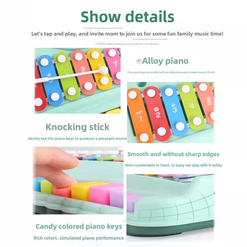 8-Note Xylophone Piano 2-in-1 Early Educational Musical Toy with Mallets for Baby Toddlers Montessori Learning Instrument Girls