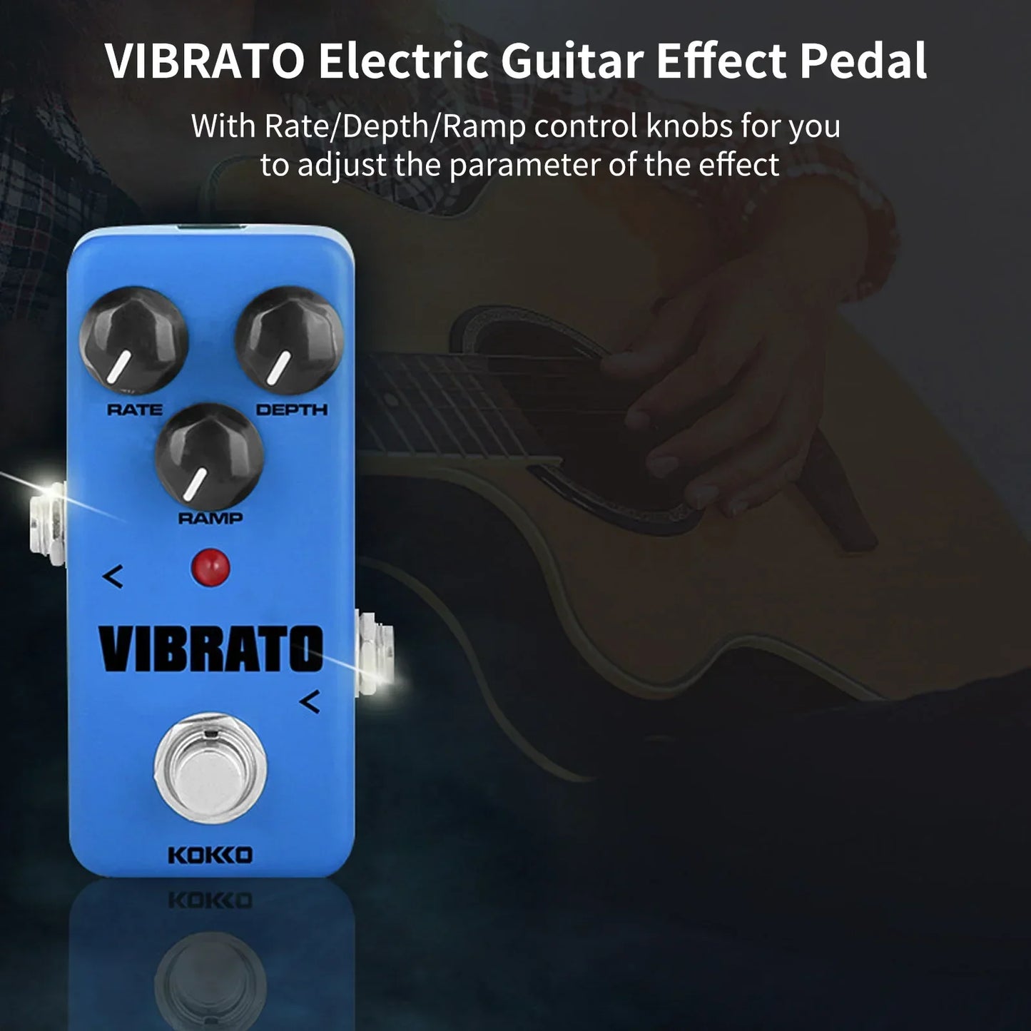 KOKKO FVB2 Vibrato/Tremolo Guitar Effect Pedal – True Bypass, Analog Modulation Stompbox for Electric Guitar Effect Pedal