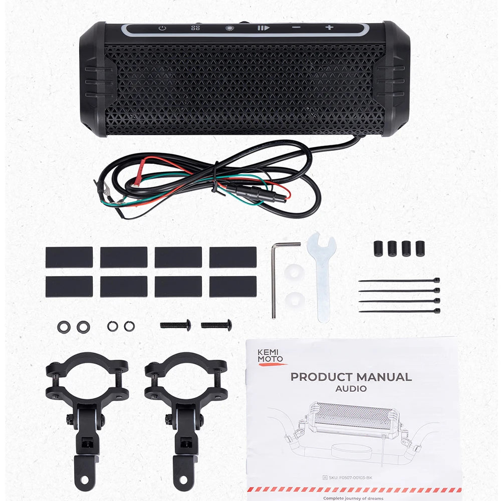 Motorcycle Audio Music Player Waterproof USB AUX LED Ambient Lighting for 7/8-1.25 Handlebar ATV UTV Accessories Equipments