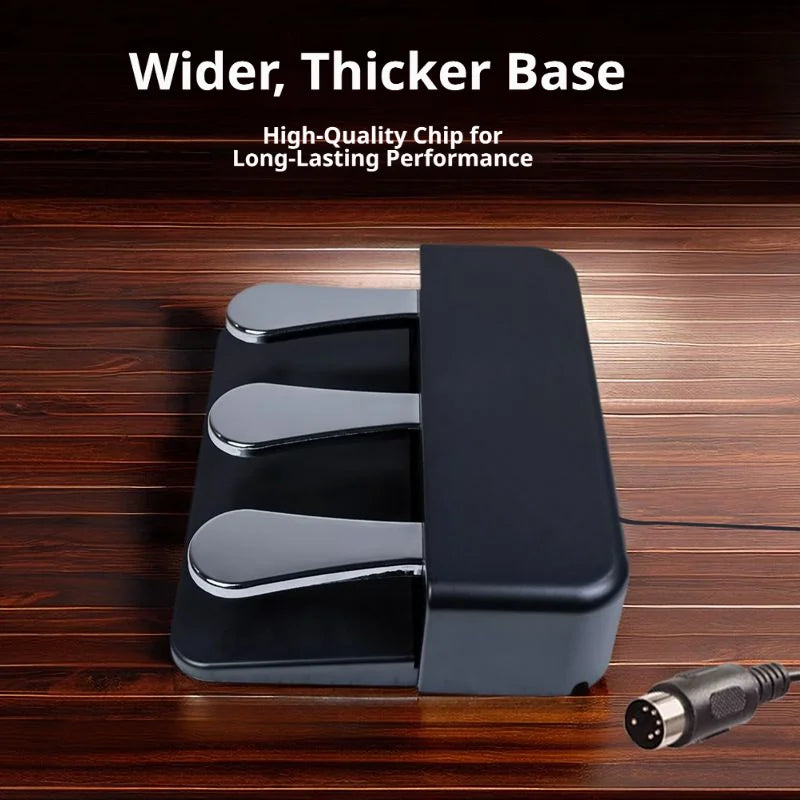 Piano sustain pedal, three foot electronic piano synthesizer, MIDI keyboard, foot pedal accessories