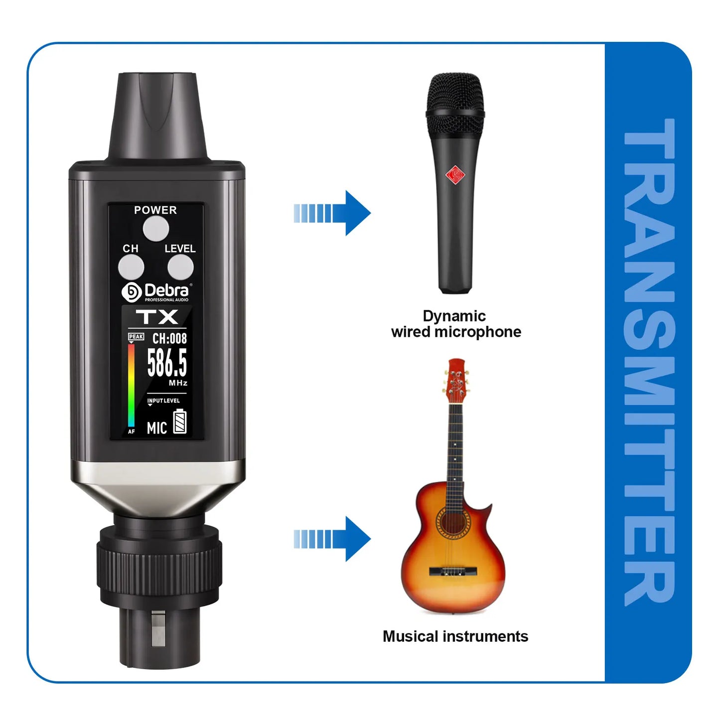 EMX-1 Wireless Monitoring System, Portable UHF Rechargeable Wireless System for Musical Instruments, Dynamic Wired Microphone