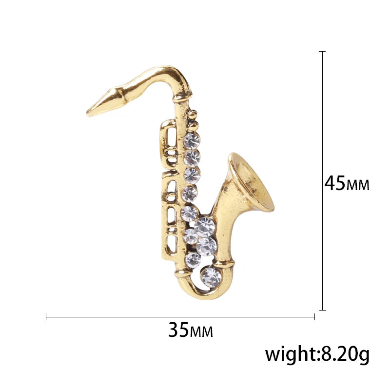 Enamel Violin Brooches for Women Unisex Rhinestone Music Equipment Pins Banquet Party Backpack Gifts Jewelry Accessories