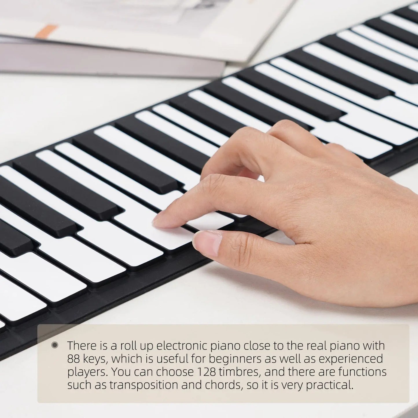Pogolab 88 Keys Roll Up Keyboard Piano Portable Electric Foldable Piano with Sustain Pedal 14 Songs 128 Tones 128 Rhythms