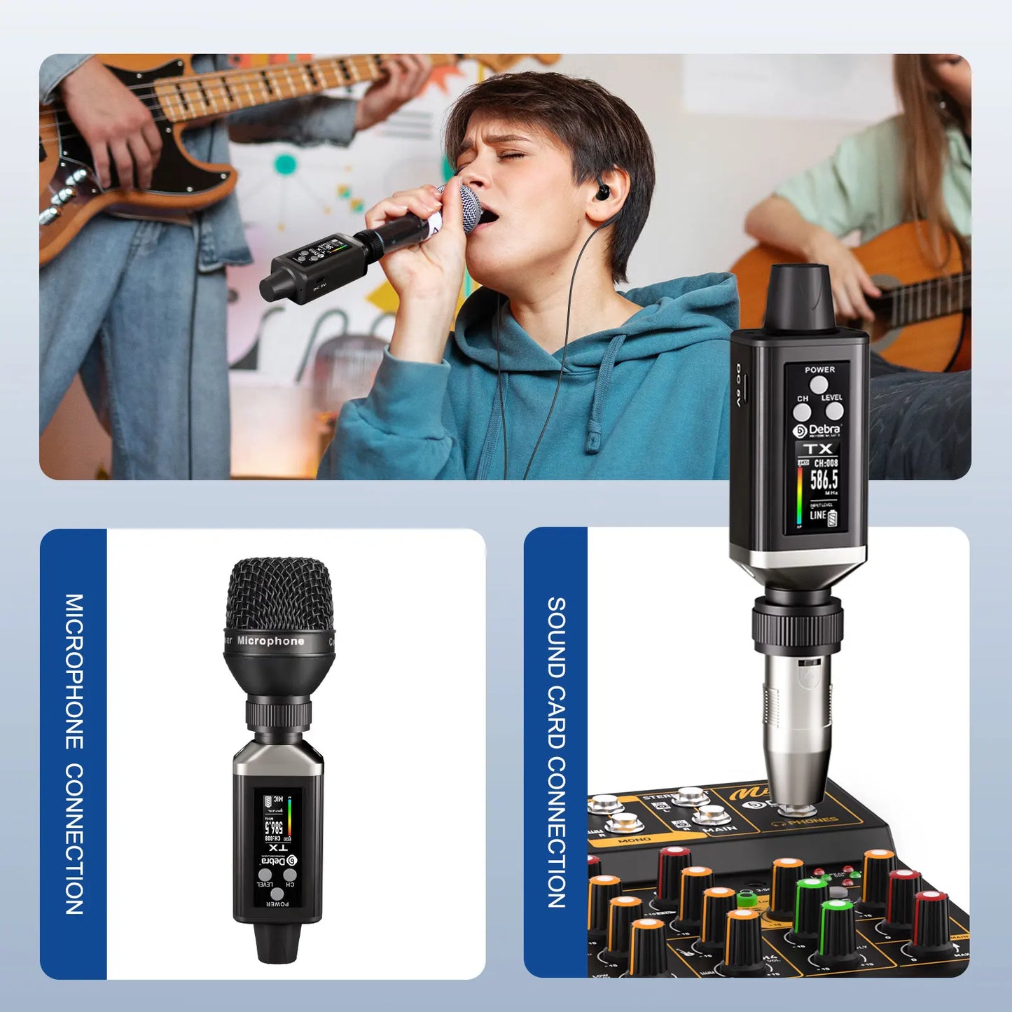 EMX-1 Wireless Monitoring System, Portable UHF Rechargeable Wireless System for Musical Instruments, Dynamic Wired Microphone