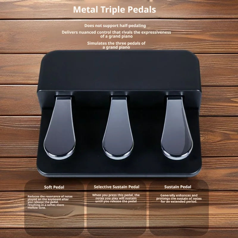Piano sustain pedal, three foot electronic piano synthesizer, MIDI keyboard, foot pedal accessories