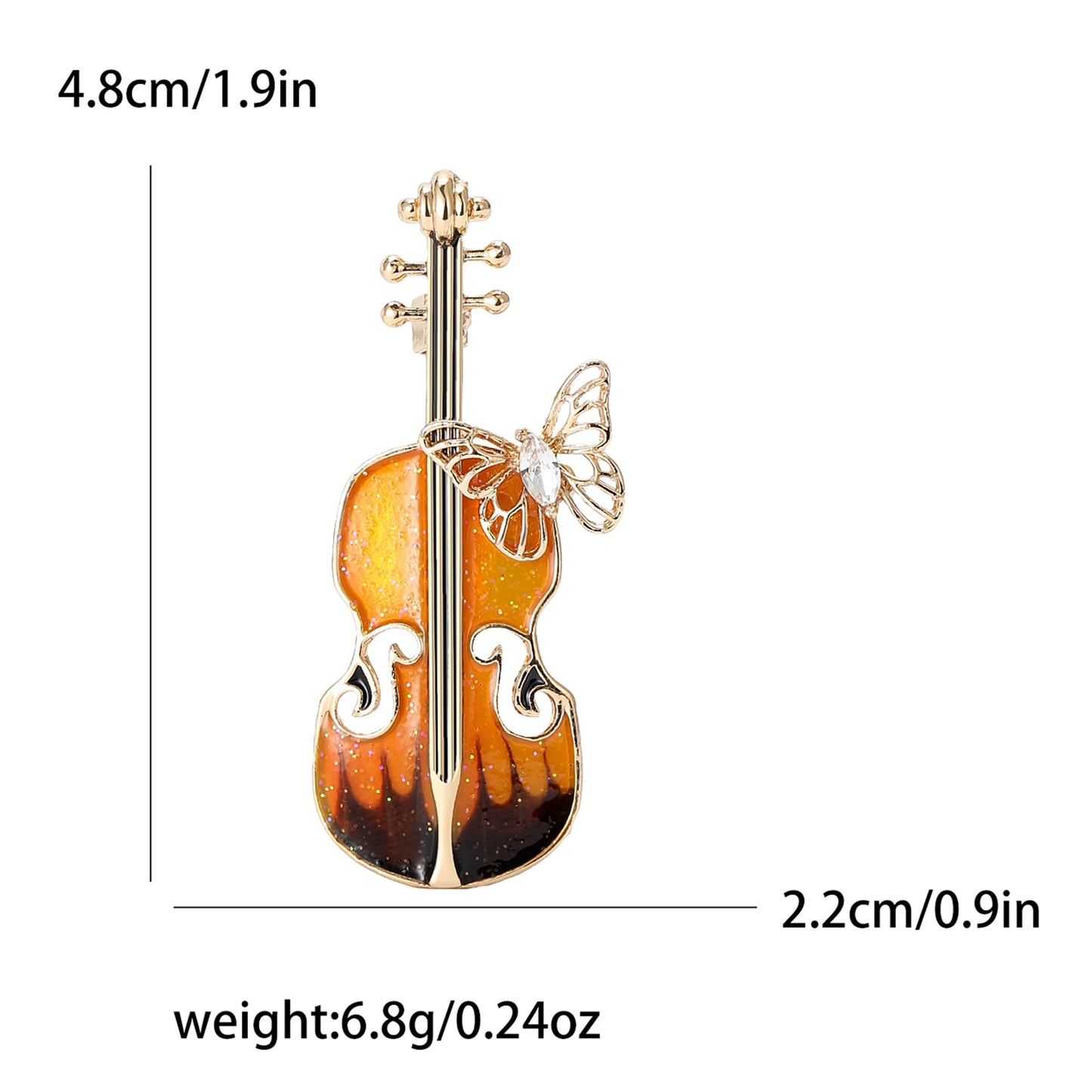 Enamel Violin Brooches for Women Unisex Rhinestone Music Equipment Pins Banquet Party Backpack Gifts Jewelry Accessories