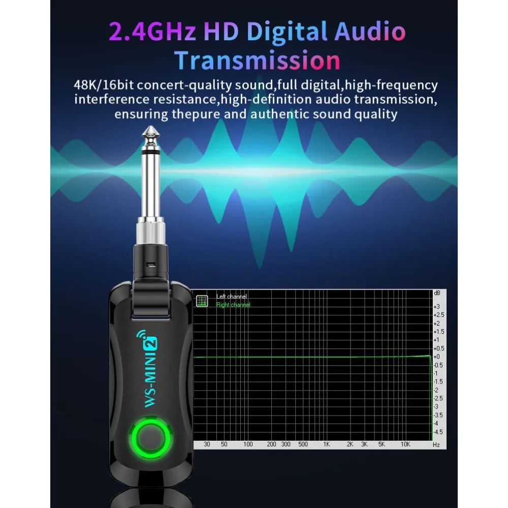 2.4GHz Mini Wireless Guitar System Rechargeable Audio Wireless Guitar Transmitter Receiver for Guitar Bass Electric Instruments