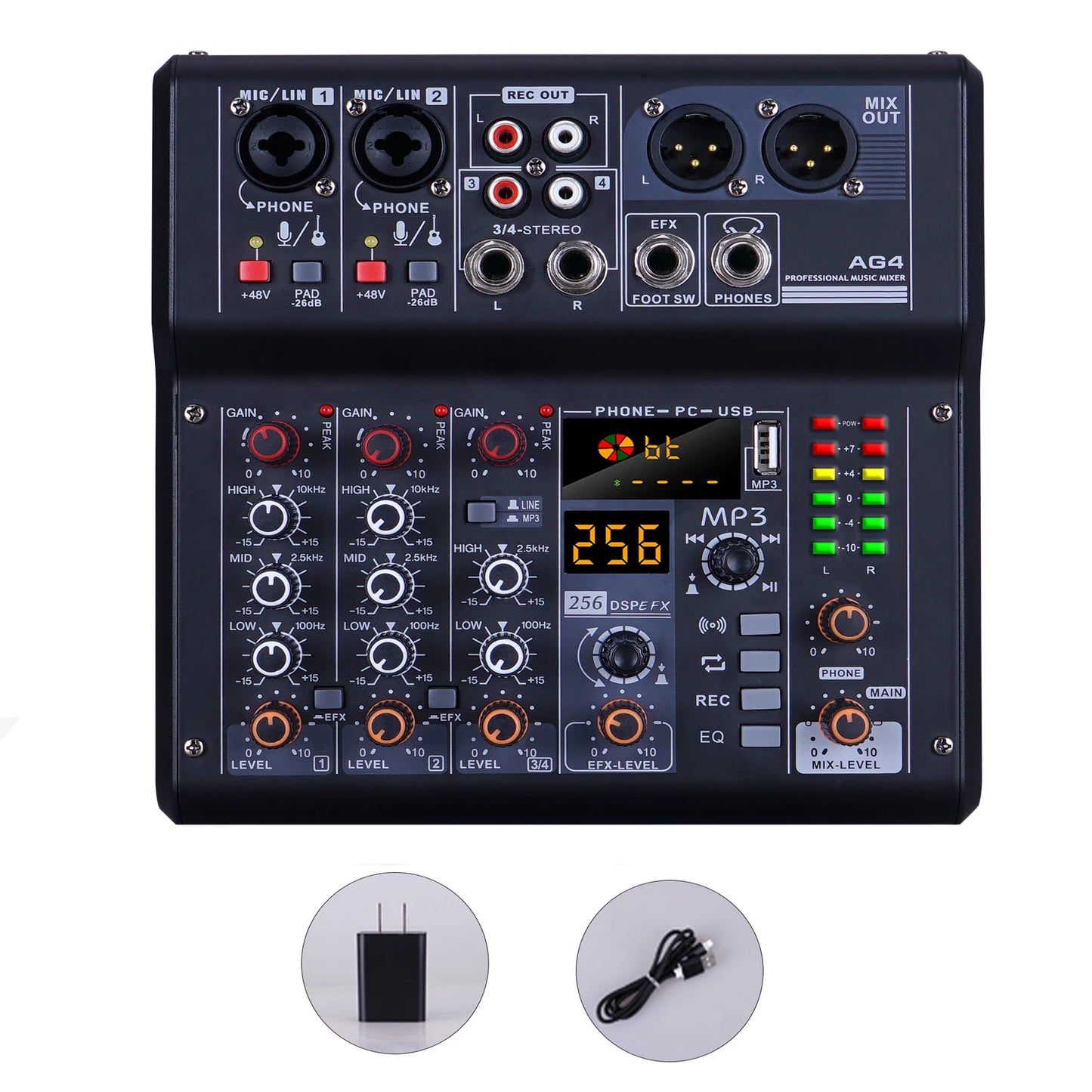 Sound card mixer mobile computer live broadcast network K song recording arranging suit belt USB reverberation 5V