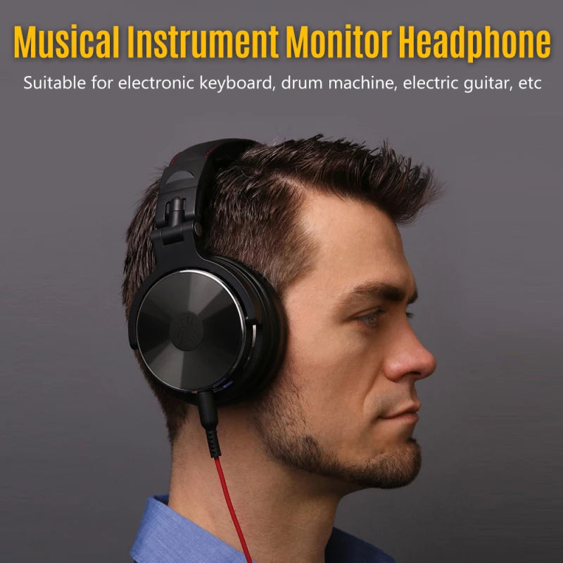 Professional Musical Instrument Monitor Headphones Wired Headset with 3.5mm & 6.5mm Audio Cables for Electrical Piano Guitar