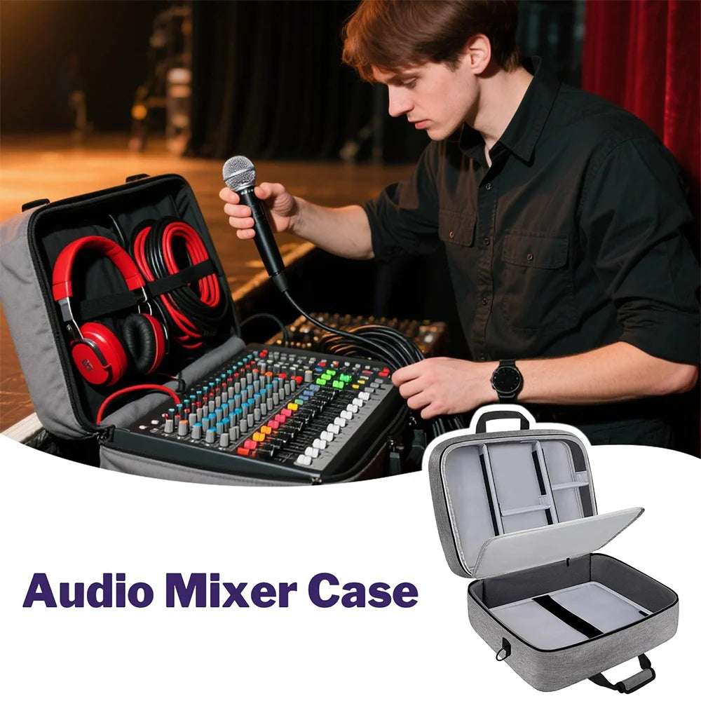 Audio Mixer Bag Large Recording Equipment Bag with Adjustable Storage Sound DJ Mixer Protective Bag Compact Audio DJ Mixer Case