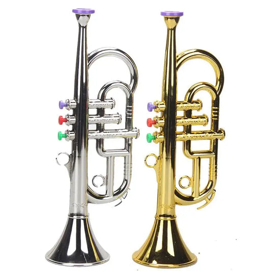Children toy trumpet Musical Instrument three-tone trumpet Simulated Musical Brass Instruments Horn play house music equipment