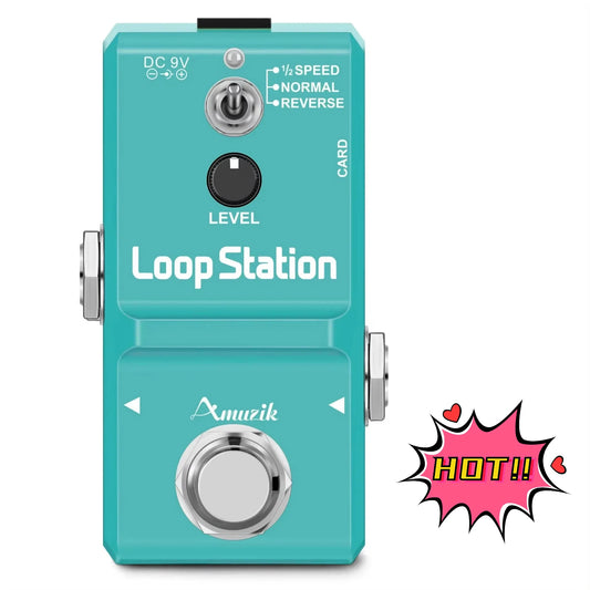 Amuzik Guitar Bass Keyboard Rhythm Looper Pedal Effect Loop Station Unlimited Overdub 10 Minutes Recording Memory Card Supported