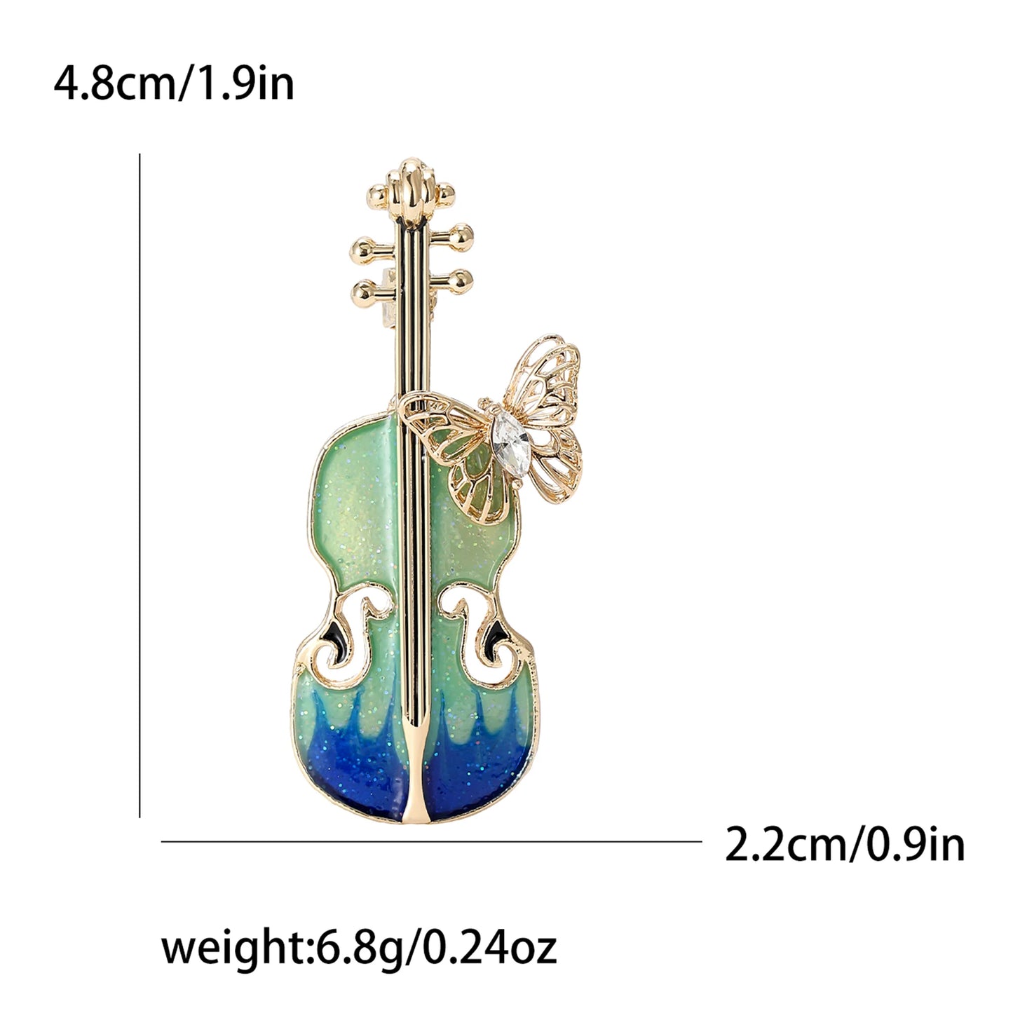 Enamel Violin Brooches for Women Unisex Rhinestone Music Equipment Pins Banquet Party Backpack Gifts Jewelry Accessories