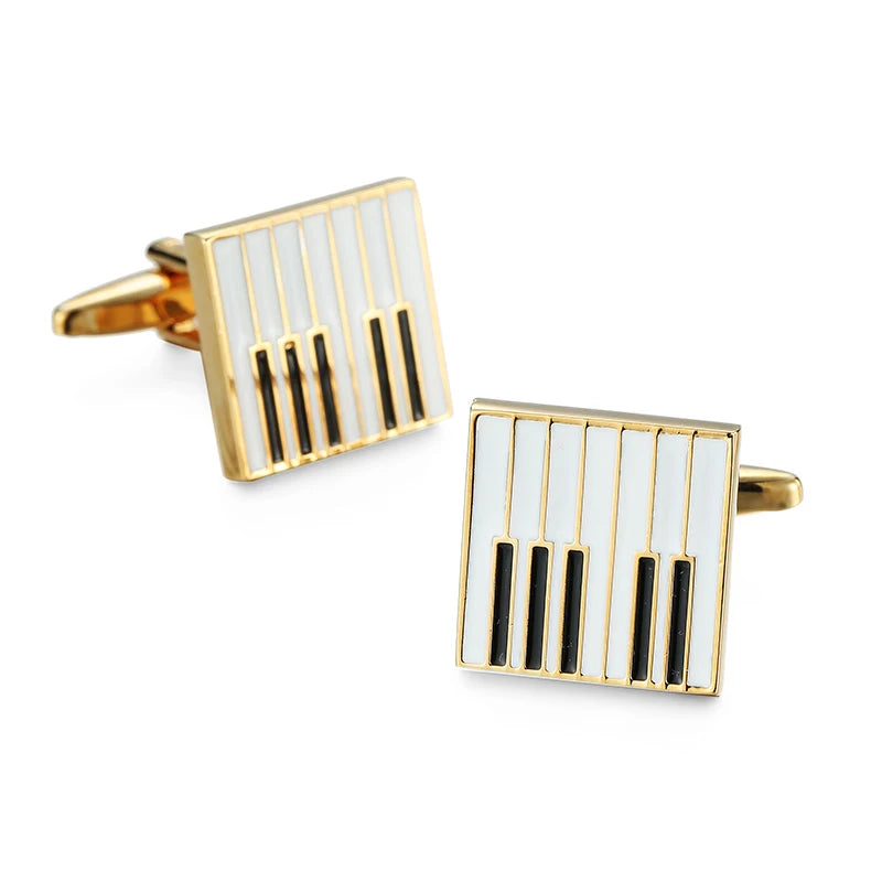 New music symbols music equipment design metal cufflinks copper material fashionable style men's French shirt cufflinks