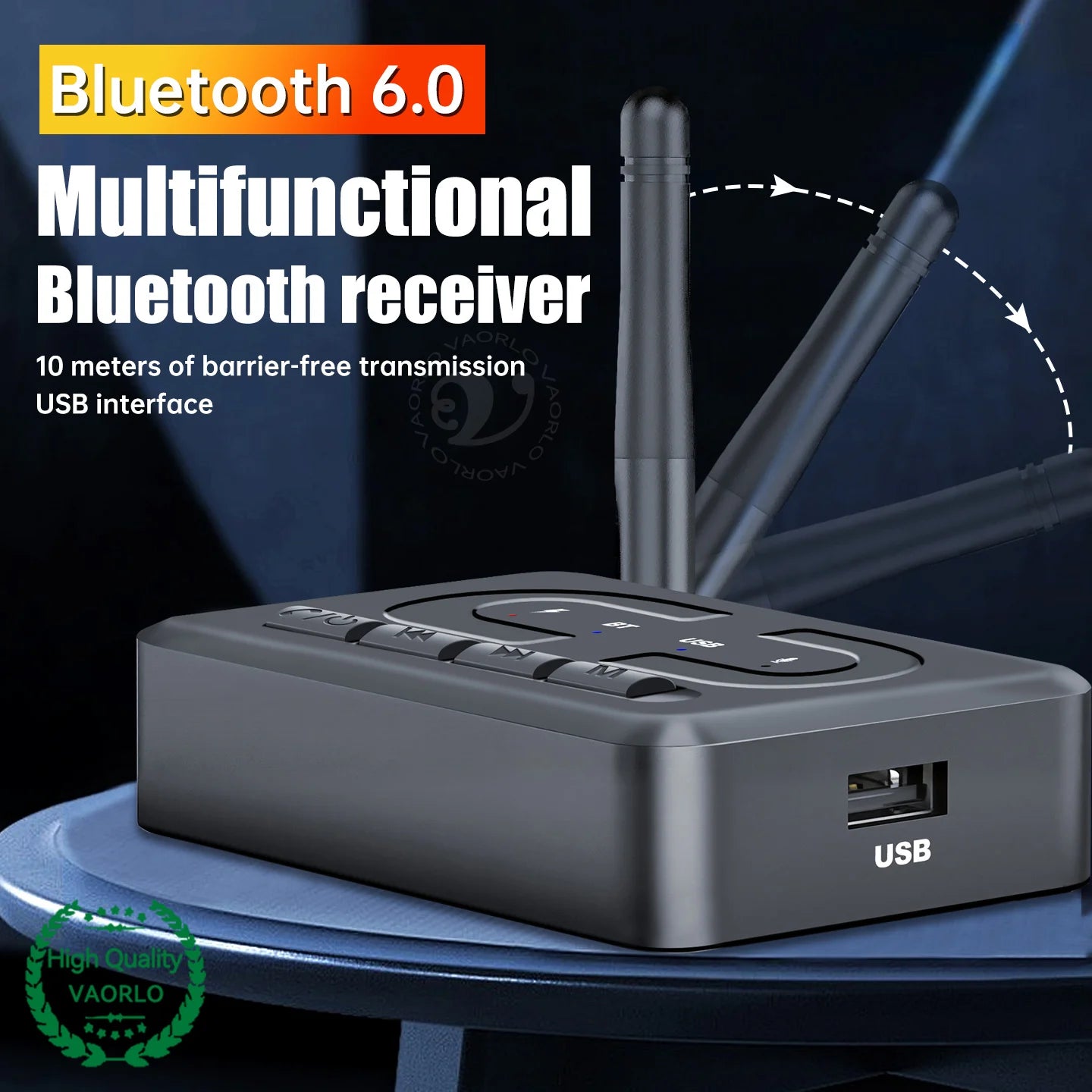 Bluetooth 6.0 Audio Receiver USB U-Disk Music Wireless Adapter With HD Mic Antenna 3.5mm AUX RCA HIFI Stereo For Car Speaker Amp