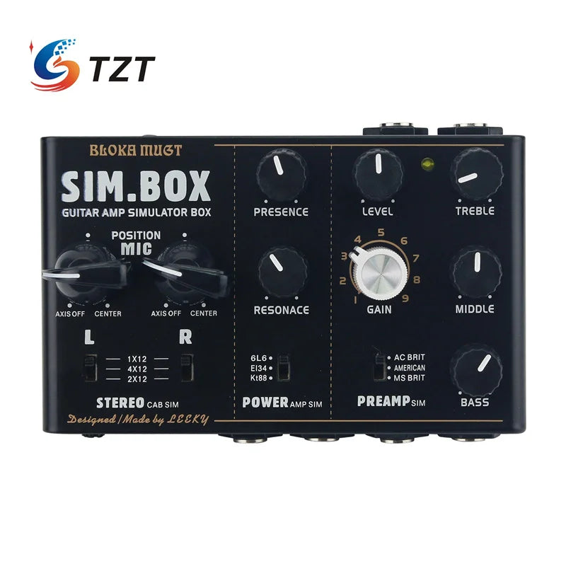 TZT Black SIM BOX Electric Guitar Amp Simulator Box Cabinet Simulator DI Box Stomp Box Effect Pedal