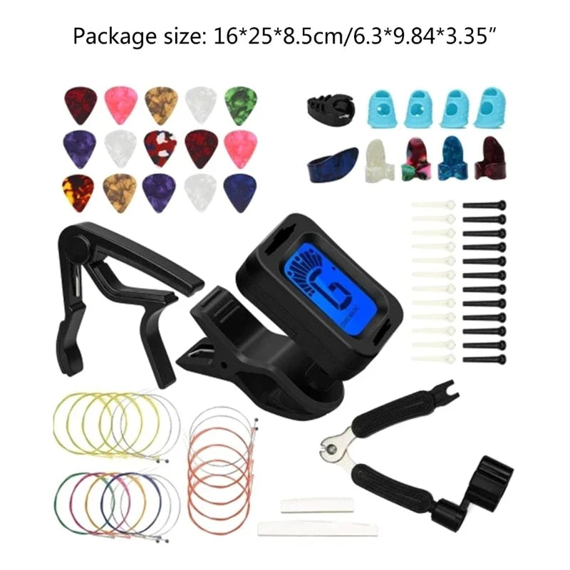 Guitar Accessories Full Kit Guitar Picks & Capo & Tuner & Guitar Strings & Strap Locks & Pick Holder & Fret Wire