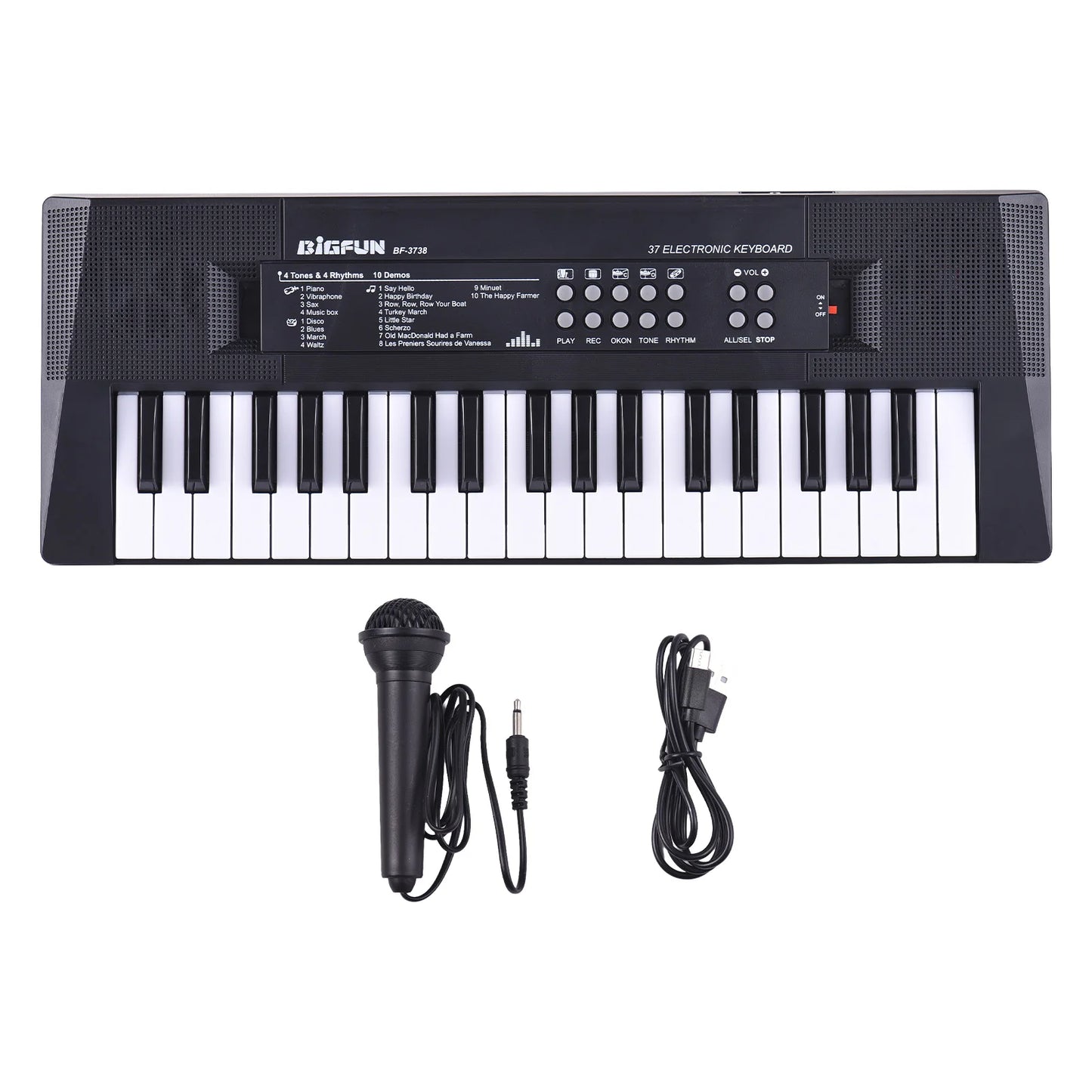 37 Key Electronic Keyboard Piano 4 Tones 4 Rhythms 10 Demos 5 Percussions Single Speaker Musical Instrument for Beginners