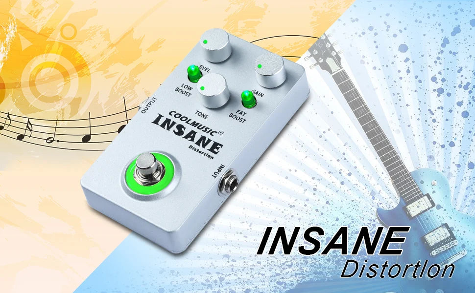 Electric Guitar Effects Pedal Coolmusic Stompbox Insane Distortion Effect Musical Instrument Bass Accessories Full Metal Shell